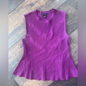 Halogen Ribbed Knit Sleeveless Peplum Top – Purple - Medium